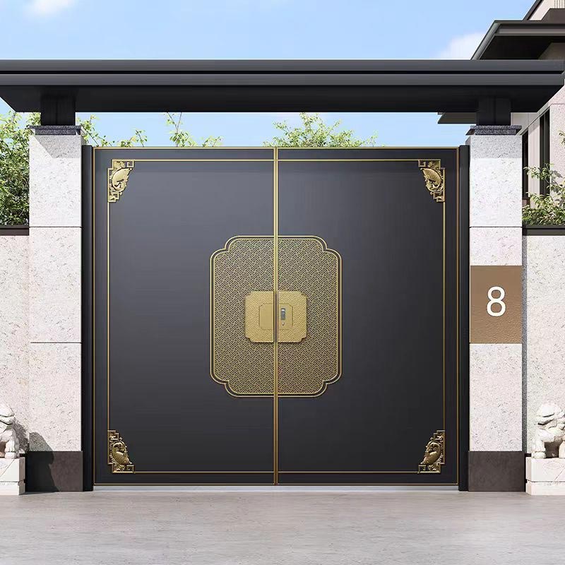 Italian Minimalist Courtyard Cast Aluminum Door