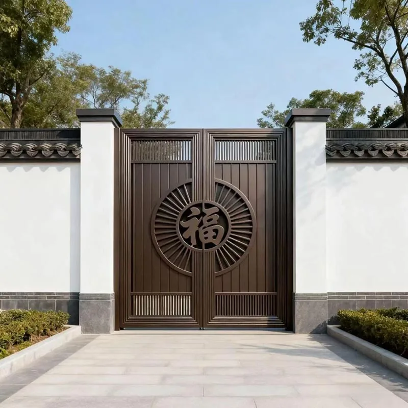 Cổng sân xoay đôi bằng nhôm đúc nhiệt